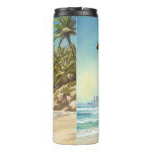 American Staffordshire on Beach, Sommergeschenk Thermosbecher (Rückseite)