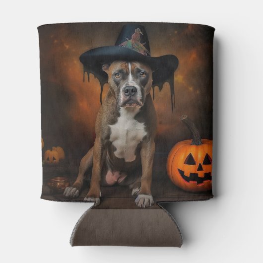 American Staffordshire Pumpkins Halloween Beängsti Dosenkühler (Rückseite)
