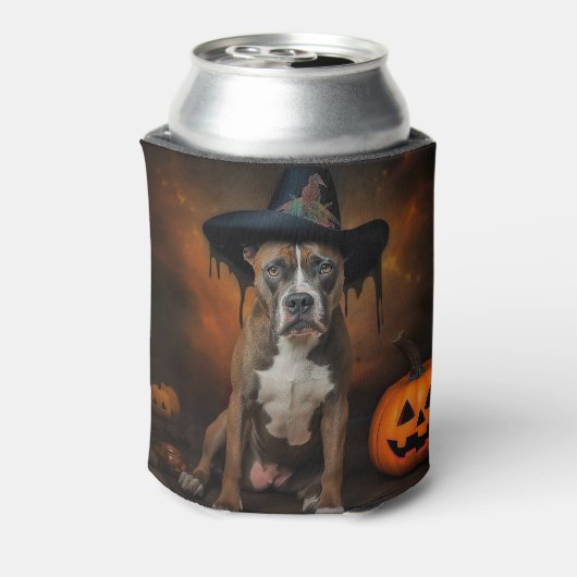 American Staffordshire Pumpkins Halloween Beängsti Dosenkühler (Kanne Rückseite)