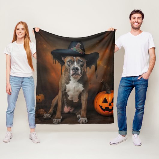 American Staffordshire Pumpkins Halloween Beängsti Fleecedecke (Beispiel)