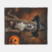 American Staffordshire Pumpkins Halloween Beängsti Fleecedecke (Vorderseite (Horizontal))