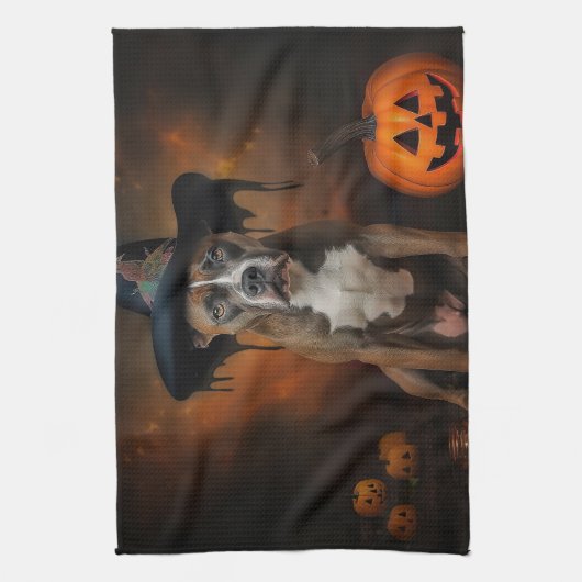 American Staffordshire Pumpkins Halloween Beängsti Geschirrtuch (Vertikal)