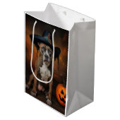 American Staffordshire Pumpkins Halloween Beängsti Mittlere Geschenktüte (Vorderseite Schrägansicht)