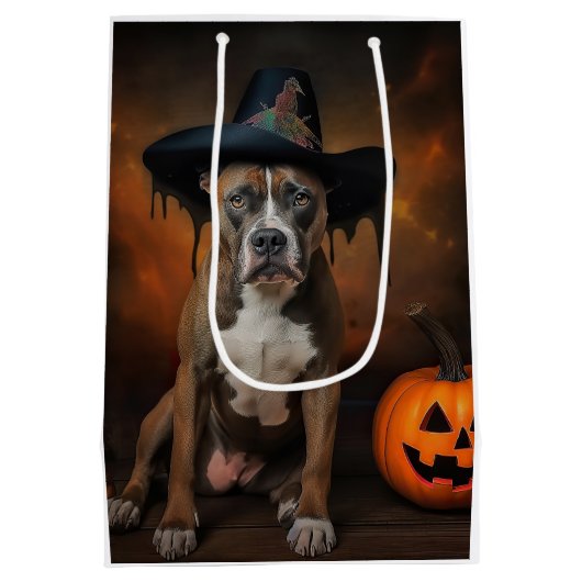 American Staffordshire Pumpkins Halloween Beängsti Mittlere Geschenktüte (Rückseite)