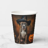 American Staffordshire Pumpkins Halloween Beängsti Pappbecher (Vorderseite)