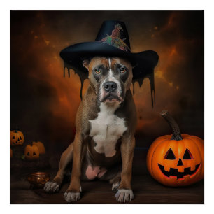 American Staffordshire Pumpkins Halloween Beängsti Poster