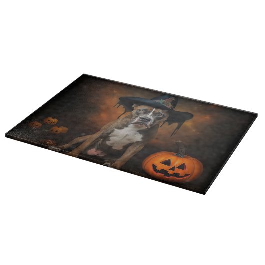 American Staffordshire Pumpkins Halloween Beängsti Schneidebrett (Ecke)