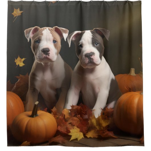American Staffordshire Puppy Herbst Delight Duschvorhang (Vorderseite)