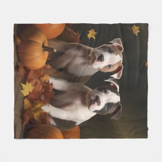 American Staffordshire Puppy Herbst Delight Fleecedecke (Vorderseite (Horizontal))