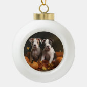 American Staffordshire Puppy Herbst Delight Keramik Kugel-Ornament (Vorderseite)