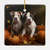American Staffordshire Puppy Herbst Delight Keramikornament (Rückseite)