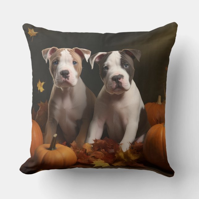 American Staffordshire Puppy Herbst Delight Kissen (Vorderseite)