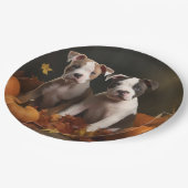 American Staffordshire Puppy Herbst Delight Pappteller (Schrägansicht)