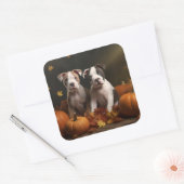 American Staffordshire Puppy Herbst Delight Quadratischer Aufkleber (Umschlag)