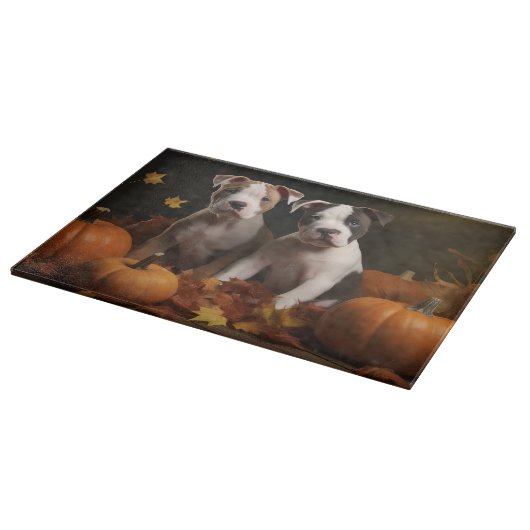 American Staffordshire Puppy Herbst Delight Schneidebrett (Ecke)