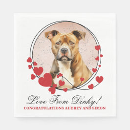 American Staffordshire Red Heart Wedding Dog Foto Serviette