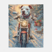 American Staffordshire Riding Motorrad Weihnachten Fleecedecke (Vorderseite)