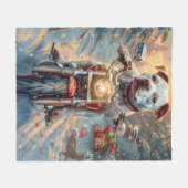 American Staffordshire Riding Motorrad Weihnachten Fleecedecke (Vorderseite (Horizontal))