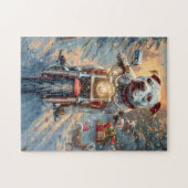 American Staffordshire Riding Motorrad Weihnachten Puzzle (Horizontal)
