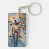 American Staffordshire Riding Motorrad Weihnachten Schlüsselanhänger (Rückseite)