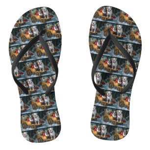 American Staffordshire Snowy Sleigh Weihnachten Badesandalen