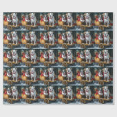 American Staffordshire Snowy Sleigh Weihnachten Geschenkpapier (Flach)