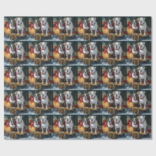 American Staffordshire Snowy Sleigh Weihnachten Geschenkpapier (Flach)