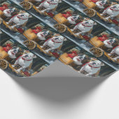 American Staffordshire Snowy Sleigh Weihnachten Geschenkpapier (Ecke)