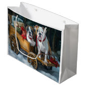 American Staffordshire Snowy Sleigh Weihnachten Große Geschenktüte (Vorderseite Schrägansicht)