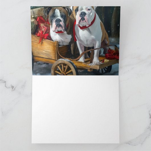 American Staffordshire Snowy Sleigh Weihnachten Karte (Innenseite)