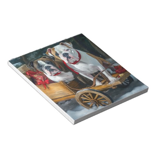 American Staffordshire Snowy Sleigh Weihnachten Notizblock (angewinkelt)