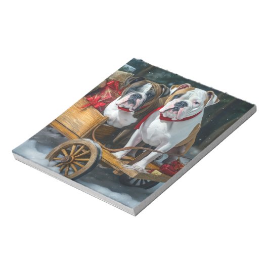 American Staffordshire Snowy Sleigh Weihnachten Notizblock (Rotiert)
