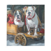 American Staffordshire Snowy Sleigh Weihnachten Notizblock (Vorderseite)