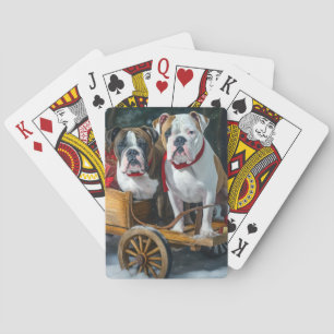 American Staffordshire Snowy Sleigh Weihnachten Spielkarten