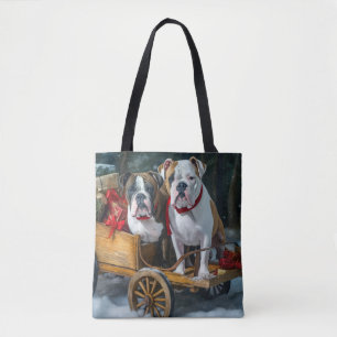 American Staffordshire Snowy Sleigh Weihnachten Tasche