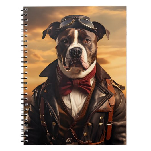 American Staffordshire Terrier Aviator Vintag Notizblock (Vorderseite)