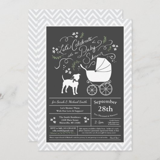 American Staffordshire Terrier Baby Dusche Amstaff Einladung (Vorne/Hinten)