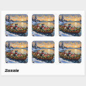 American Staffordshire Terrier Christmas Boat Quadratischer Aufkleber (Blatt)