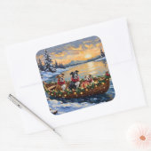 American Staffordshire Terrier Christmas Boat Quadratischer Aufkleber (Umschlag)