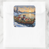 American Staffordshire Terrier Christmas Boat Quadratischer Aufkleber (Tasche)