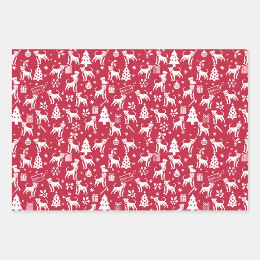 American Staffordshire Terrier Christmas Geschenkpapier Set (Vorderseite)