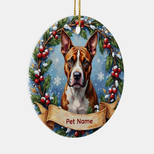American Staffordshire Terrier Christmas Keramik Ornament (Rechts)