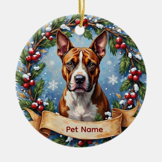 American Staffordshire Terrier Christmas Keramik Ornament (Vorne)