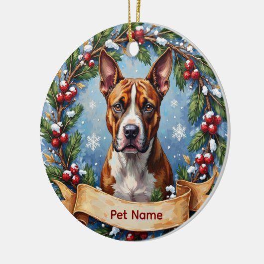 American Staffordshire Terrier Christmas Keramik Ornament (Links)