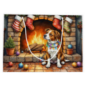 American Staffordshire Terrier Christmas Lights Große Geschenktüte (Rückseite)