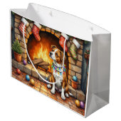 American Staffordshire Terrier Christmas Lights Große Geschenktüte (Rückseite Schrägansicht)