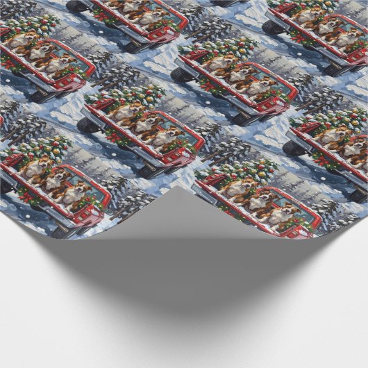 American Staffordshire Terrier Christmas Red Truck Geschenkpapier (Ecke)