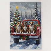 American Staffordshire Terrier Christmas Red Truck Puzzle (Vertikal)
