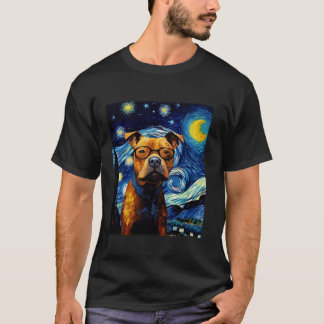 American Staffordshire Terrier Dog Starry Night Me T-Shirt