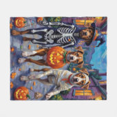 American Staffordshire Terrier Dogs Halloween Fleecedecke (Vorderseite (Horizontal))